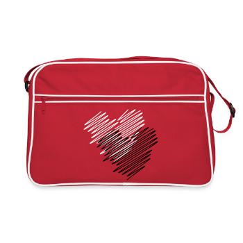 Deux coeurs gribouiller - Sac Retro - rouge/blanc - Devant