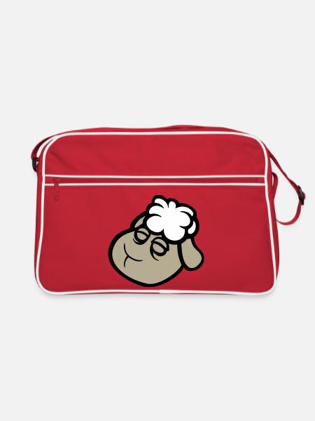visage de mouton triste fatigué épuisé dormir doux - Sac Retro - rouge/blanc - Devant