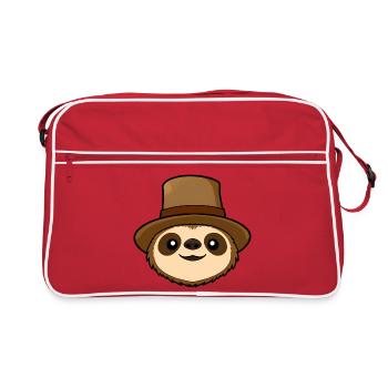 Hat-wearing sloth cartoon - Retro Bag - red/white - Front