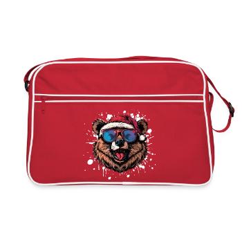 Bär Weihnachten Lustig - Retro Tasche - Rot/Weiß - Vorne