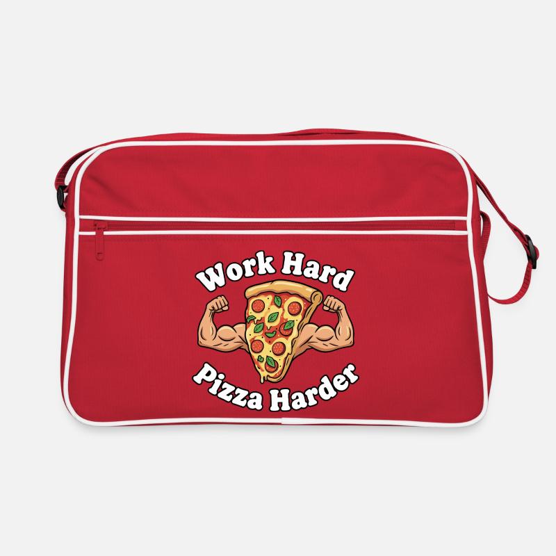 Travailler dur Pizza plus dur Sac Retro