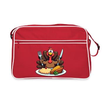 Thanksgiving Drôle Dinde de Thanksgiving - Sac Retro - rouge/blanc - Devant
