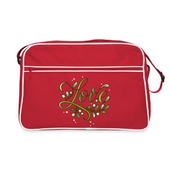Love lettering with mistletoe - Retro Bag - red/white - Front