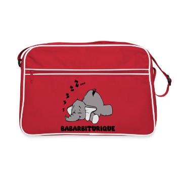 Éléphant Endormi avec le titre babarbiturique - Sac Retro - rouge/blanc - Devant