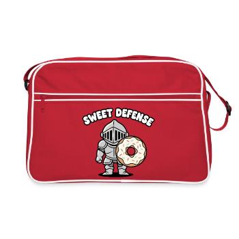 Ritter mit Donut - Retro Tasche - Rot/Weiß - Vorne