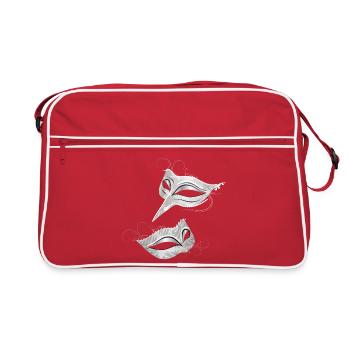 Elegant silver masks in ornamental style - Retro Bag - red/white - Front