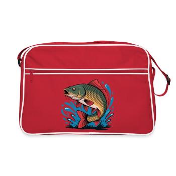 Springender Karpfen  - Retro Tasche - Rot/Weiß - Vorne