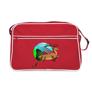 Cerf sauteur dans le cercle au néon - Sac Retro - rouge/blanc - Devant