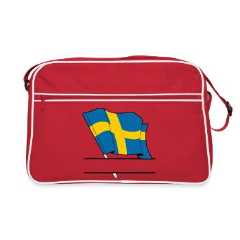 SWEDEN Flag – Custom Text - Retro Bag - red/white - Front