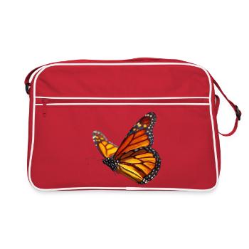 Papillon monarque en vol Design de la nature - Sac Retro - rouge/blanc - Devant