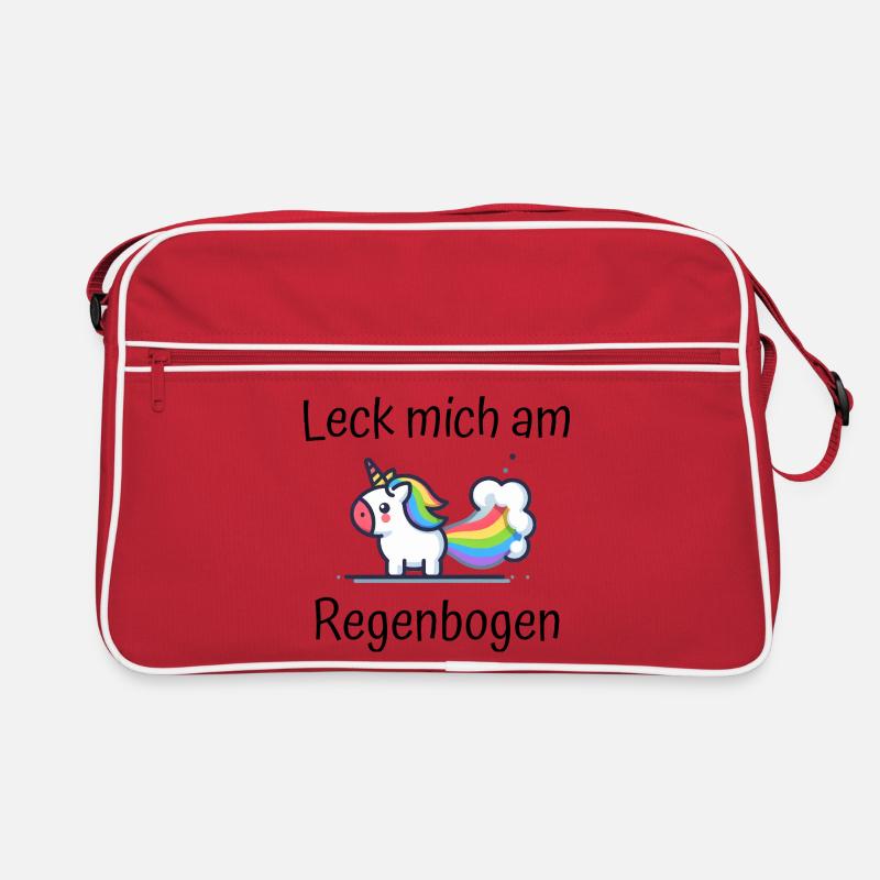 Leck mich am Regenbogen Einhorn Spruch Retro Tasche