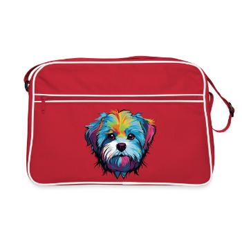 Tête de chien comique de chien - Sac Retro - rouge/blanc - Devant