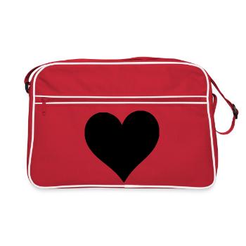cœur noir cadeau saint valentin - Sac Retro - rouge/blanc - Devant