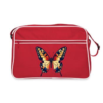 Magnifique motif coloré de papillon printanier - Sac Retro - rouge/blanc - Devant
