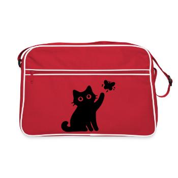 Chat drôle - Sac Retro - rouge/blanc - Devant