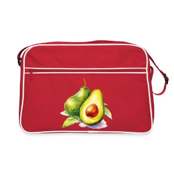 Avocado Aquarell Frische - Retro Tasche - Rot/Weiß - Vorne
