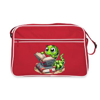 Reading Snake with Books - Retro Bag - red/white - Front