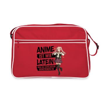 Anime Schulmädchen Herzpose - Retro Tasche - Rot/Weiß - Vorne