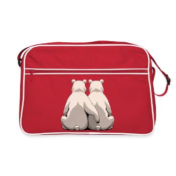 Deux ours blancs dos à dos - Sac Retro - rouge/blanc - Devant
