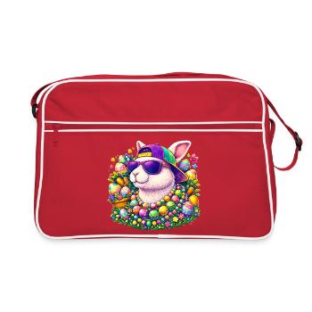 Osterhase Neon Sonnenbrille - Retro Tasche - Rot/Weiß - Vorne