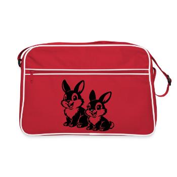 Duet de Lapins Esquissés - Sac Retro - rouge/blanc - Devant