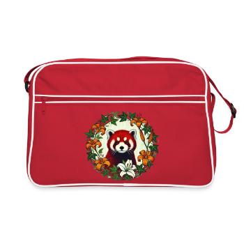 Red Panda Floral Circle - Retro Bag - red/white - Front