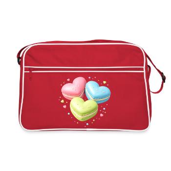 Macarons in Heart Shape Pastel Gift - Retro Bag - red/white - Front