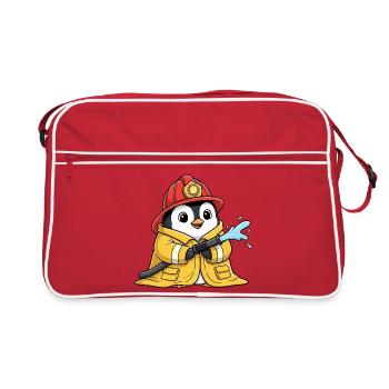 Chubby Penguin Firefighter Volunteer - Retro Bag - red/white - Front