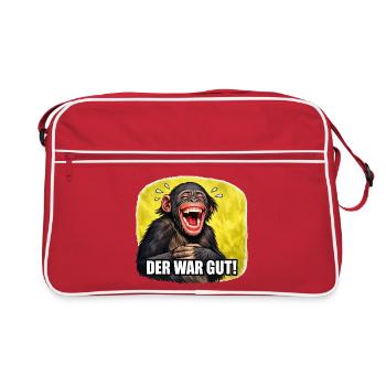 Lachender Affe - Der war gut! - Retro Tasche - Rot/Weiß - Vorne
