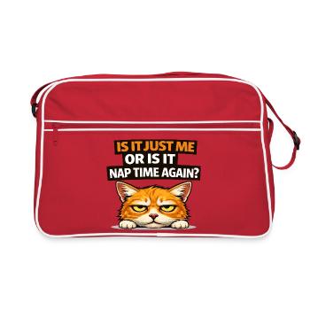 Nap Time Cat Meme - Retro Bag - red/white - Front