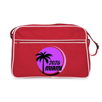 Miami  Palmen Neon Logo - Retro Tasche - Rot/Weiß - Vorne