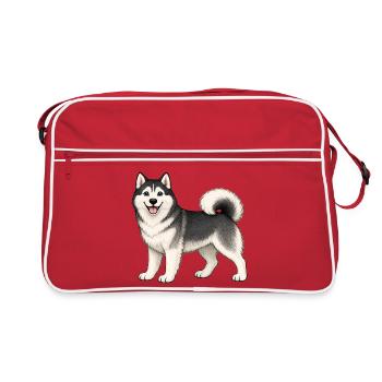 Cheerful Husky - Retro Bag - red/white - Front