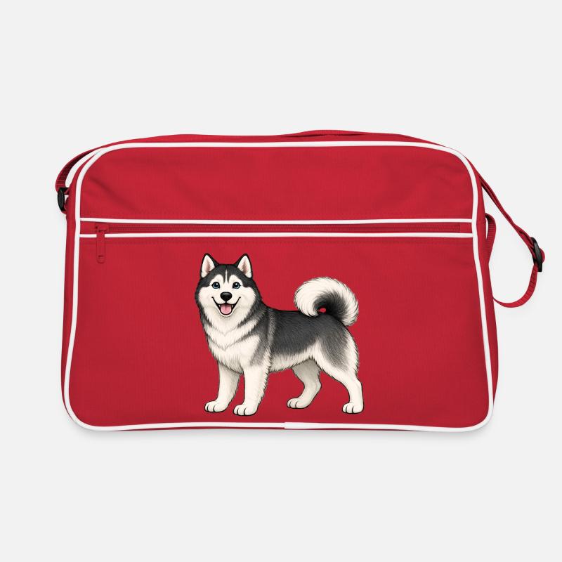 Cheerful Husky Retro Bag