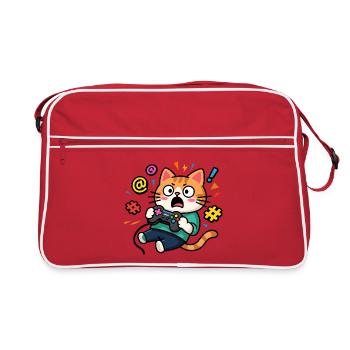 Gamer Cat Unleashed - Retro Bag - red/white - Front