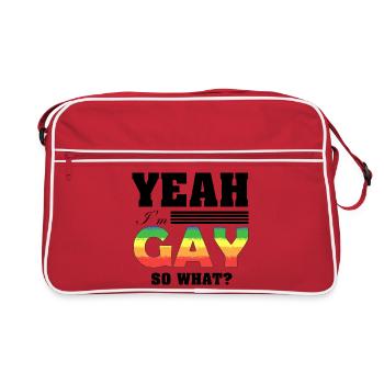 Yeah I'm Gay So What Funny Pride Rainbow Art - Retro Tasche - Rot/Weiß - Vorne