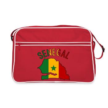 Silhouette de la carte du drapeau du Sénégal - Sac Retro - rouge/blanc - Devant