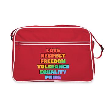 Rainbow Pride Values - Retro Bag - red/white - Front