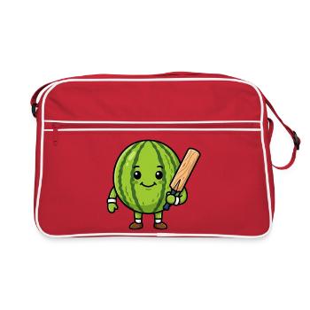 Drôle de pastèque avec une batte de cricket - Sac Retro - rouge/blanc - Devant