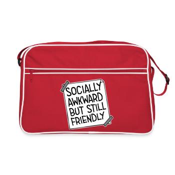 Socially Awkward But Still Friendly Funny Saying - Retro Bag - red/white - Front