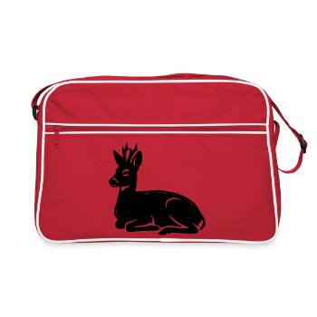 Correau chevreuil, chevreuil, chasseur, chercheur menteur, chasseur, amis de la nature, - Sac Retro - rouge/blanc - Devant