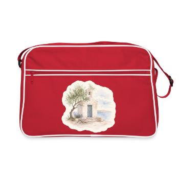 Kapelle am Meer – Stille des Südens - Retro Tasche - Rot/Weiß - Vorne