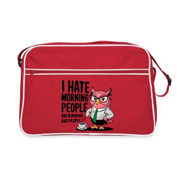 Morning grouch office owl in suit - Retro Bag - red/white - Front