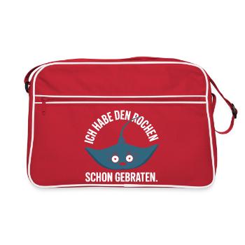 Rochen Schon Gebraten Stachelrochen Manta Rochen - Retro Tasche - Rot/Weiß - Vorne