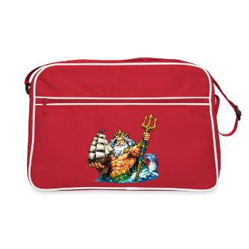 Neptune with sailing ship - Retro Bag - red/white - Front