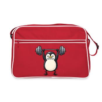 Penguin avec haltères en bodybuilding - Sac Retro - rouge/blanc - Devant