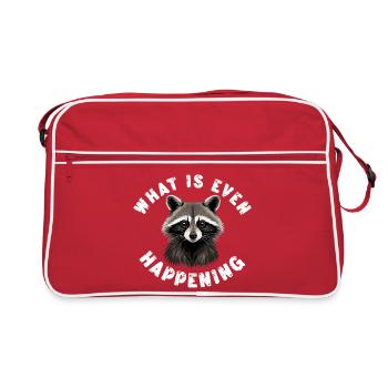 What is Even Happening Confused Sarcastic Raccoon  - Retro Bag - red/white - Front