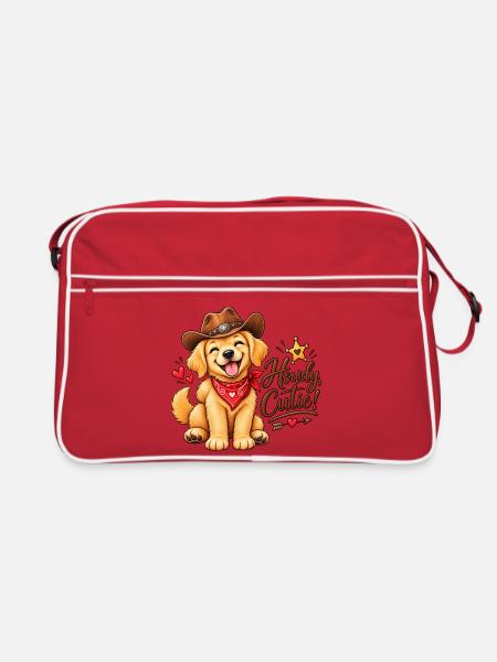 Howdy Cutie Hund im Cowboylook - Retro Tasche - Rot/Weiß