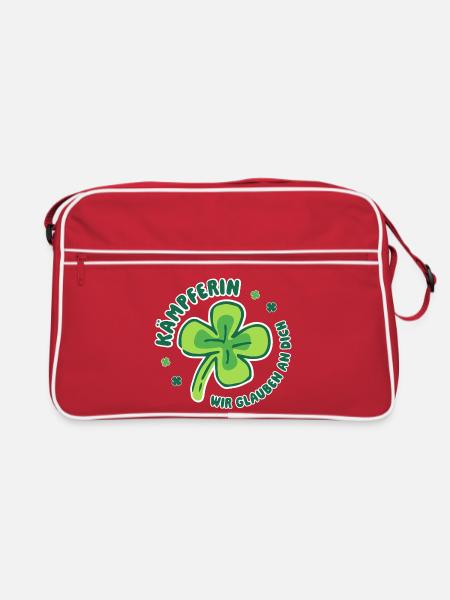 Kämpferin – Wir glauben an dich - Mutmacher - Retro Tasche - Rot/Weiß