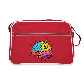 Flash Brain – Gehirn & Blitz im Pop-Art-Look - Retro Tasche - Rot/Weiß - Vorne