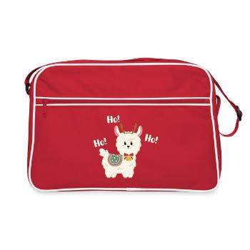 Weihnachtslama mit Glocke - Retro Tasche - Rot/Weiß - Vorne